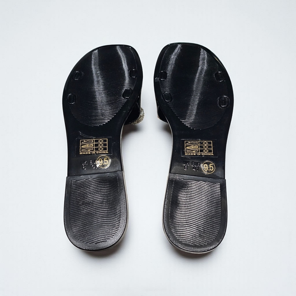 Lauren Lorraine Breeze Black Rhinestone Bow Jelly Slide Sandal Womens 9.5 - Picture 3 of 4